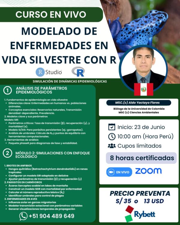 Modelado de Enfermedades en vida silvestre con R studio: Simulación y Dinámicas Epidemiológicas